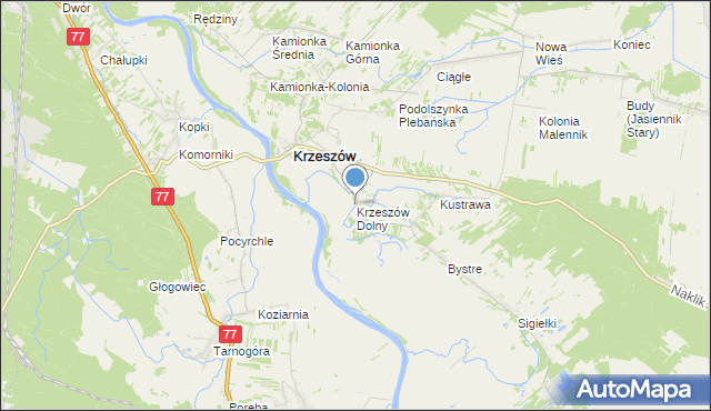 mapa Krzeszów Dolny, Krzeszów Dolny na mapie Targeo